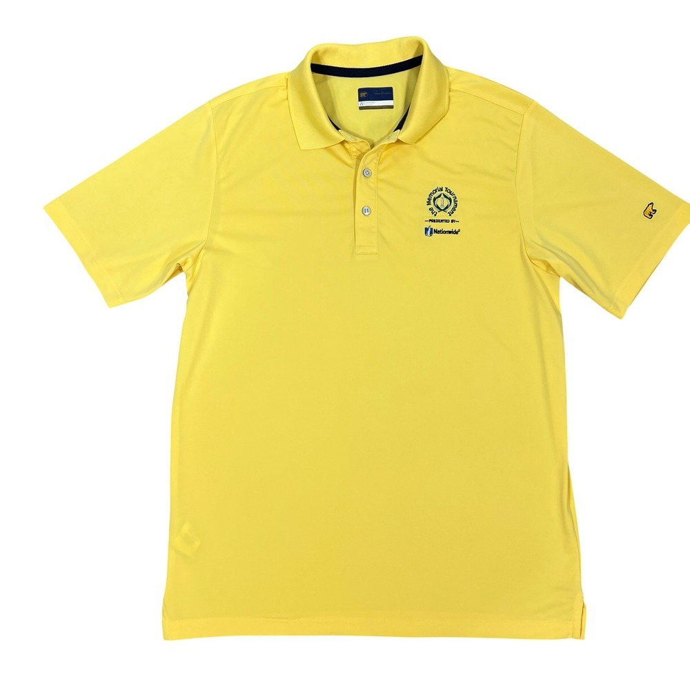 Jack Nicklaus Polo Shirt Large Yellow Memorial Tournament Logo Golf Performance